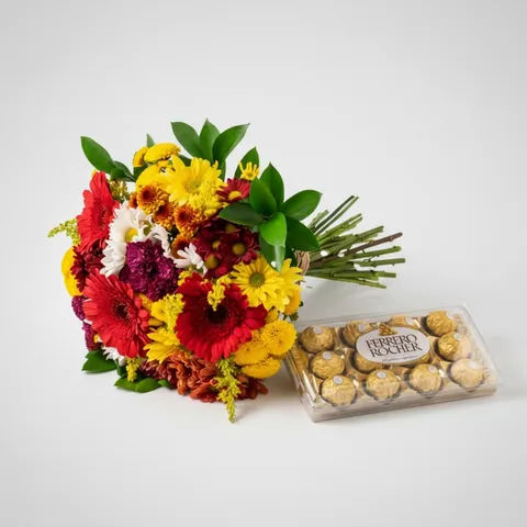 Vim Colorir Seu Dia com Chocolate, buquês de flores com entrega em Aracaju