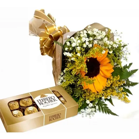 Girassol com Chocolate, buquês de flores com entrega em Aracaju