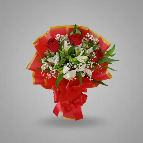 Buquê Coreano Rosas e Astromelias, buquês luxo com entrega em Aracaju