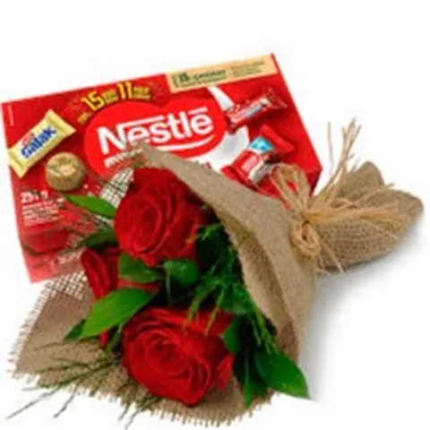 Buquê de Rosas com Bombons, buquês de flores com entrega em Aracaju