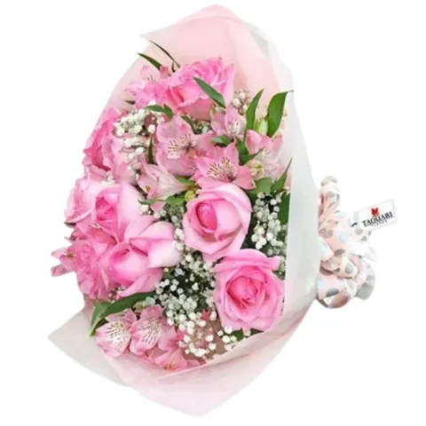 Buque de Rosas Rosadas e Astromelias, buquês de flores com entrega em Aracaju